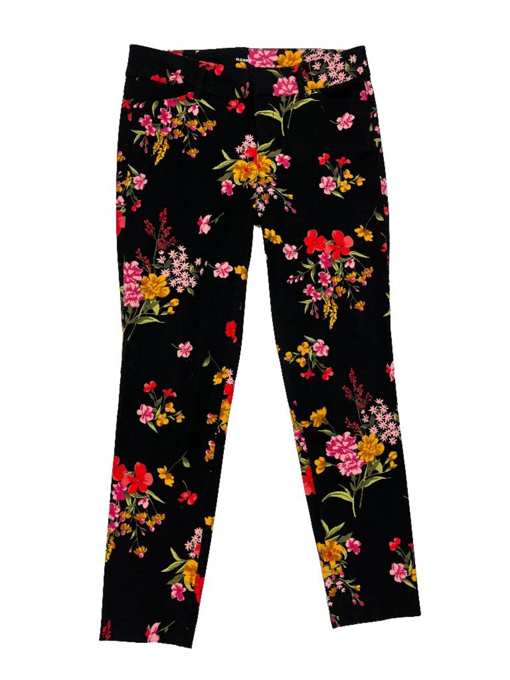 Old Navy Black Floral Blossom Stretch Pixie Skinny Ankle Pants Womens 4
